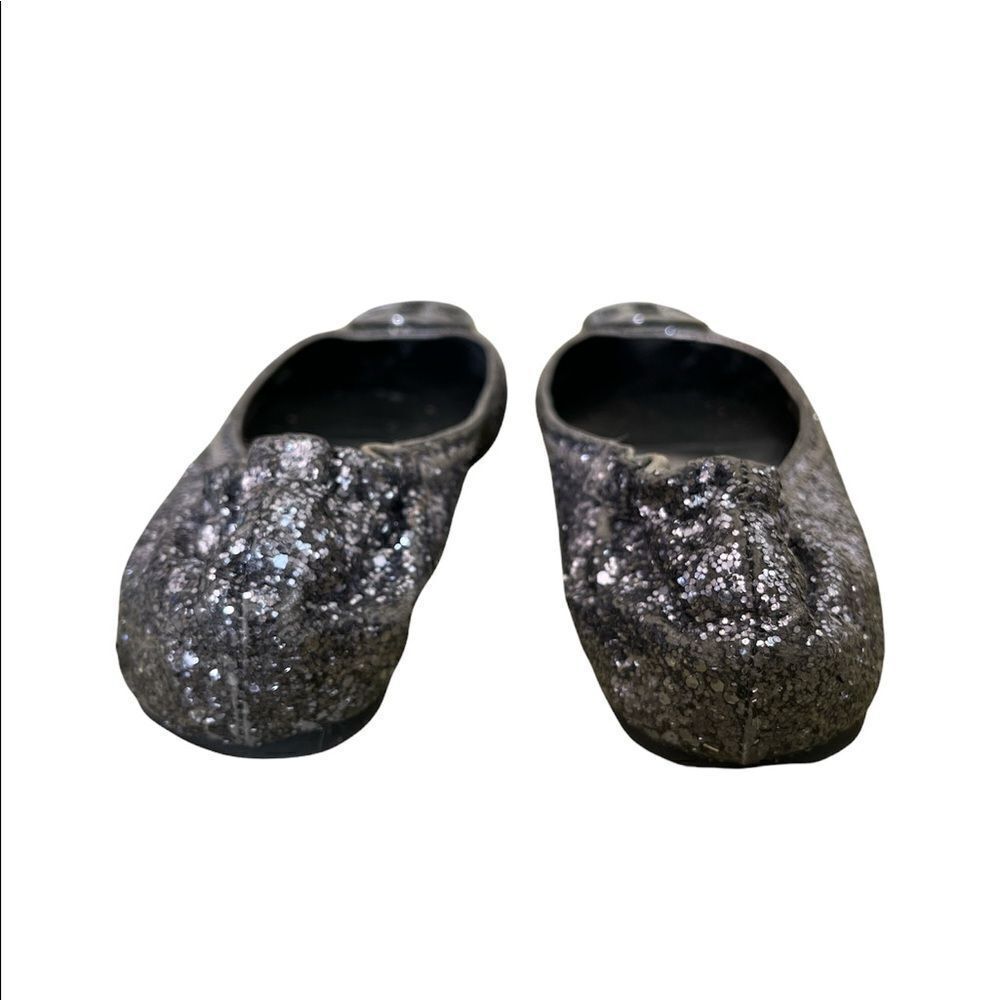 Tory Burch "Reva" Glitter Dark Blue Silver Flat - Picture 6 of 6